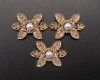 1 3/8"x 7/8" Old Gold Floral Rhinestone Flat Back Metal Charm - Pack of 12