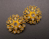 1 1/4" Yellow Gold Round Flower Rhinestone - Pack of 12