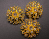 1 1/4" Yellow Gold Round Flower Rhinestone - Pack of 12