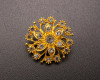 1 1/4" Yellow Gold Round Flower Rhinestone - Pack of 12