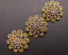 1 1/8" Yellow Gold Flower Brooch with Clear Rhinestones - Pack of 12