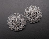 1 1/4" Silver Round Floral Brooch with Clear Rhinestones - Pack of 12