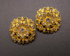 1 1/4" Yellow Gold Round Rhinestone Brooch - Pack of 12