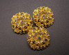 1 1/4" Yellow Gold Round Rhinestone Brooch - Pack of 12