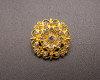 1 1/4" Yellow Gold Round Rhinestone Brooch - Pack of 12