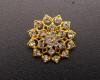 1 1/4" Yellow Gold Flower Crystal Rhinestone Brooch - Pack of 12