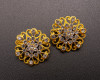 1 1/4" Yellow Gold Round Rhinestone Brooch Pin - Pack of 12