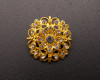 1 1/4" Yellow Gold Round Brooch with Clear Rhinestones - Pack of 12