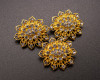 1 3/8"x 1 1/4" Yellow Gold Flower Brooch with Clear Rhinestones - Pack of 12