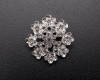 1 3/8" Silver Flower Brooch with Flowers and Clear Rhinestones - Pack of 12