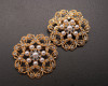 2 1/8" Old Gold Brooch with Clear Rhinestones and Faux White Pearl - Pack of 12