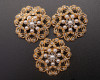 2 1/8" Old Gold Brooch with Clear Rhinestones and Faux White Pearl - Pack of 12
