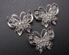 1 1/2"x 1 1/4" Silver Butterfly Brooch with Clear Rhinestones - Pack of 12