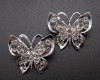1 1/2"x 1 1/4" Silver Butterfly Brooch with Clear Rhinestones - Pack of 12