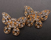 1 7/8"x 1 3/8" Old Gold Butterfly Brooch with Clear Rhinestones - Pack of 12