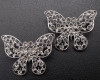 1 7/8"x 1 3/8" Silver Butterfly Brooch with Clear Rhinestones - Pack of 12