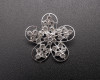 1 5/8" Silver Flower Brooch with Clear Rhinestones - Pack of 12