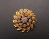 1 3/4" Old Gold Round Crystal Rhinestone Brooch  - Pack of 12