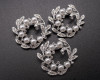 1 3/4"x 1 1/2" Silver Round Brooch with Clear Rhinestones and White Pearl - Pack of 12