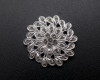 1 3/4" Silver Round Brooch with Clear Rhinestones - Pack of 12