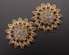 1 3/4" Old Gold Flower Brooch with Clear Rhinestones - Pack of 12