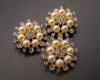 1 1/4" Yellow Gold Round Floral Crystal Rhinestone Brooch Pin - Pack of 12