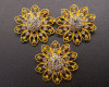 1 5/8"  Yellow Gold Flower Brooch with Clear Rhinestones - Pack of 12