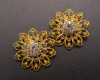 1 5/8"  Yellow Gold Flower Brooch with Clear Rhinestones - Pack of 12