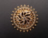 2 1/8" Old Gold Flower Brooch with Clear Rhinestones - Pack of 12
