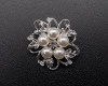 1 3/8" Silver Flower Brooch with White Pearls and Clear Rhinestone - Pack of 12