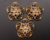 1 1/2" Old Gold Flower Brooch with Clear Rhinestones - Pack of 12