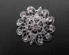 2" Silver Flower Brooch with Clear Rhinestones - Pack of 12