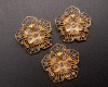 1 1/4"x 1 1/4" Old Gold Flower Brooch with Clear Rhinestones - Pack of 12