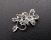 1 1/2"x 7/8" Silver Flower Brooch with Clear Rhinestones - Pack of 12