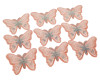 3"x 2 1/4" Blush / Silver Embroidery Heat Transfer Iron On Butterfly Patch- Pack of 72
