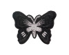 3"x 2 1/4" Black / Silver Embroidery Heat Transfer Iron On Butterfly Patch- Pack of 72