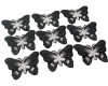 3"x 2 1/4" Black / Silver Embroidery Heat Transfer Iron On Butterfly Patch- Pack of 72