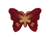 3"x 2 1/4" Burgundy / Gold Embroidery Heat Transfer Iron On Butterfly Patch- Pack of 72