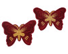 3"x 2 1/4" Burgundy / Gold Embroidery Heat Transfer Iron On Butterfly Patch- Pack of 72