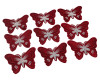 3"x 2 1/4" Burgundy / Silver Embroidery Heat Transfer Iron On Butterfly Patch- Pack of 72