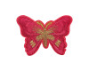 3"x 2 1/4" Fuchsia / Gold Embroidery Heat Transfer Iron On Butterfly Patch- Pack of 72