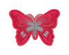 3"x 2 1/4" Fuchsia / Silver Embroidery Heat Transfer Iron On Butterfly Patch- Pack of 72