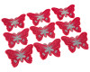3"x 2 1/4" Fuchsia / Silver Embroidery Heat Transfer Iron On Butterfly Patch- Pack of 72