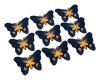 3"x 2 1/4" Navy Blue / Gold Embroidery Heat Transfer Iron On Butterfly Patch- Pack of 72