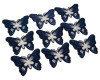 3"x 2 1/4" Navy Blue / Silver Embroidery Heat Transfer Iron On Butterfly Patch- Pack of 72