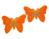 3"x 2 1/4" Orange / Gold Embroidery Heat Transfer Iron On Butterfly Patch- Pack of 72