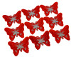 3"x 2 1/4" Red / Silver Embroidery Heat Transfer Iron On Butterfly Patch- Pack of 72