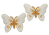 3"x 2 1/4" White / Gold Embroidery Heat Transfer Iron On Butterfly Patch- Pack of 72