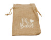 4"x6" White Printed "Oh Baby" Burlap Baby Shower Bag - Pack of 144