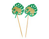 2"x 5 1/2" Green Gold Glitter Elephant Monstera Leaf Cupcake Topper - Pack of 72